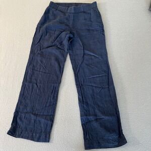 Lilly Pulitzer Navy Blue deri Linen palazzo‎ Wide Leg Pants Womens Small Casual